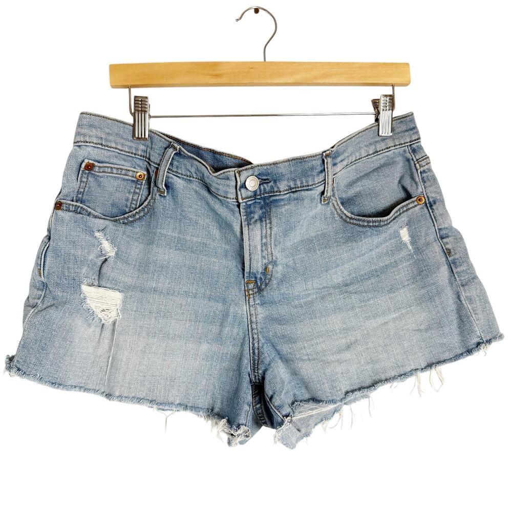 Gap Denim Light Blue Cut Off Mid Rise Distressed Jean Shorts Plus Size 33